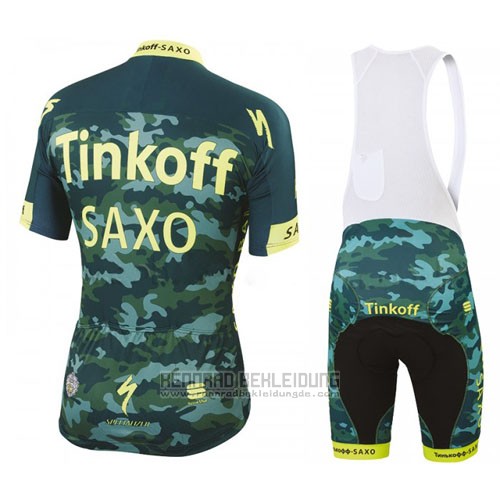 2016 Fahrradbekleidung Tinkoff Saxo Bank Gelb und Grun Trikot Kurzarm und Tragerhose